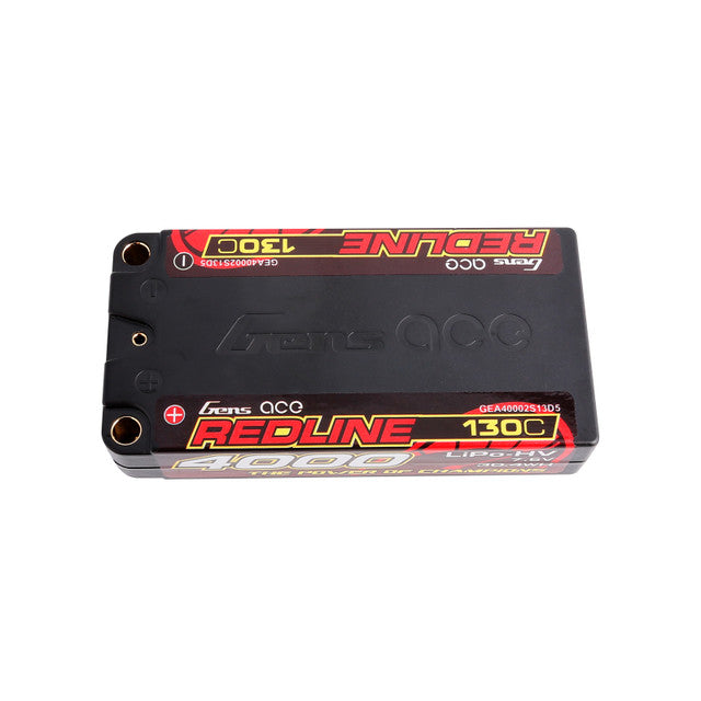 Gens Ace Redline Series 4000mAh 2S 130C 7.6V Hardcase HV Lipo Battery with 5.0mm bullet LCG