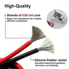Silicone 8Ga Wire Red&Black per foot