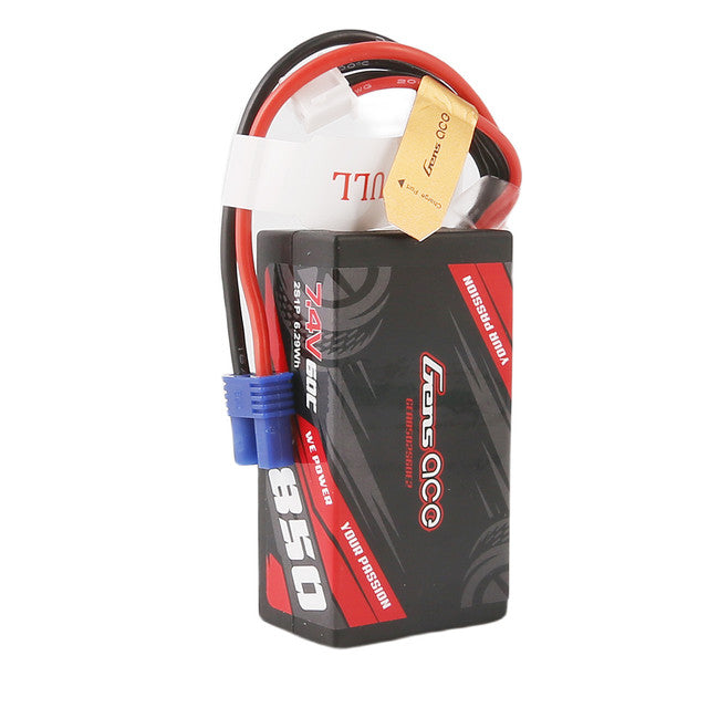 Gens ace 850mAh 2S 7.4V 60C Lipo Battery Pack with EC2 Plug