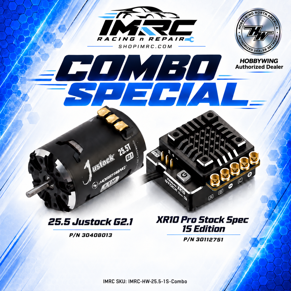 XR10 1S Stock Spec ESC w/ 25.5T Justock G2.1 Motor - IMRC COMBO -